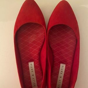 Red pointy toed flats